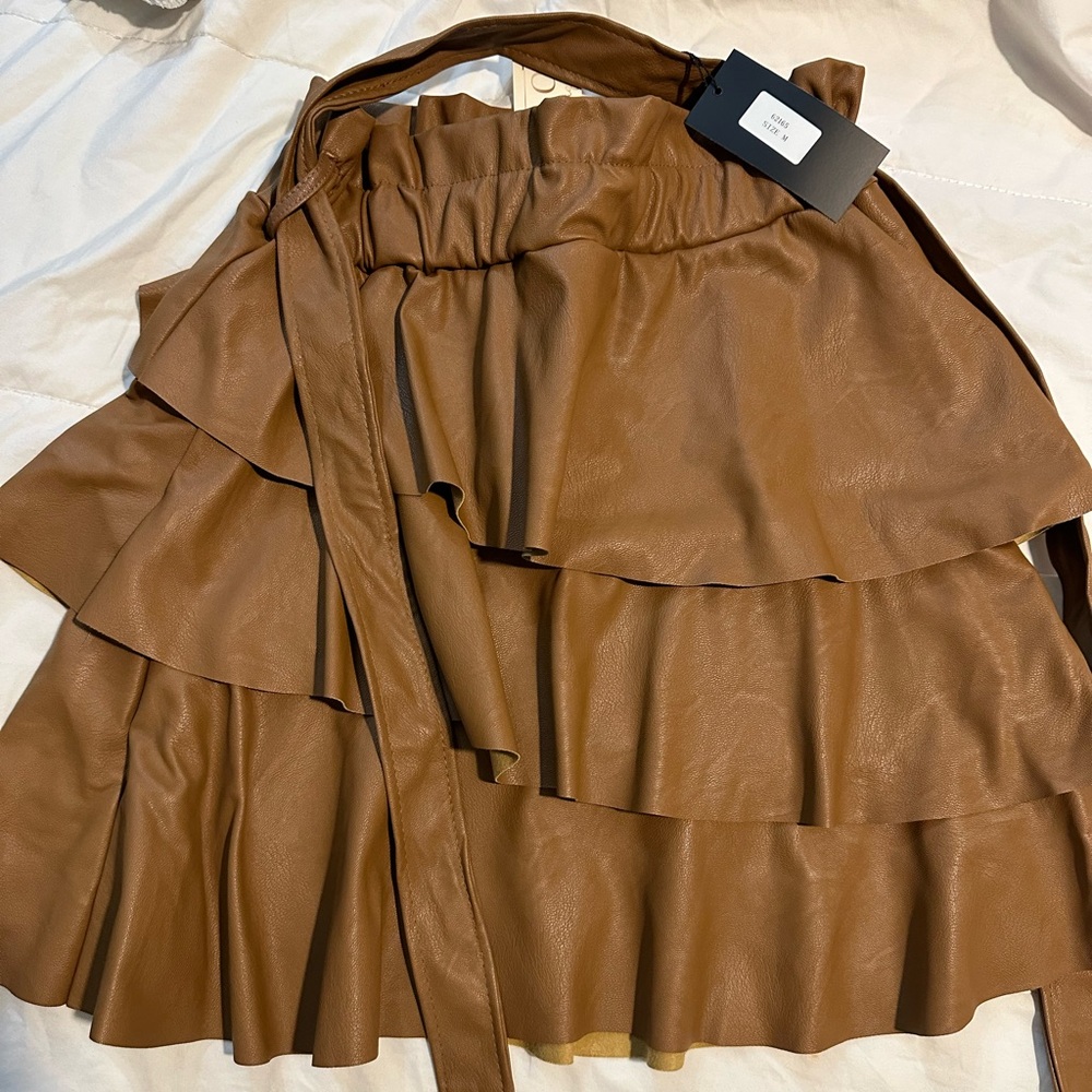 Brown faux leather skirt